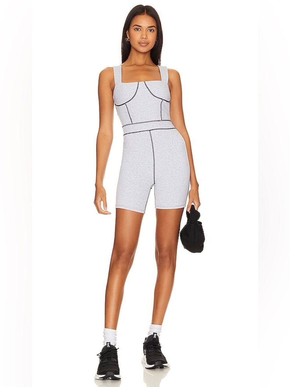 WeWoreWhat Corset Bodysuit Active Romper Gray Size XS Stretch